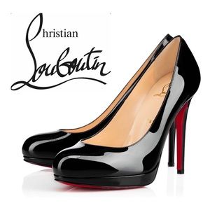Louboutin Black Patent Leather Platform Heels Sz 39